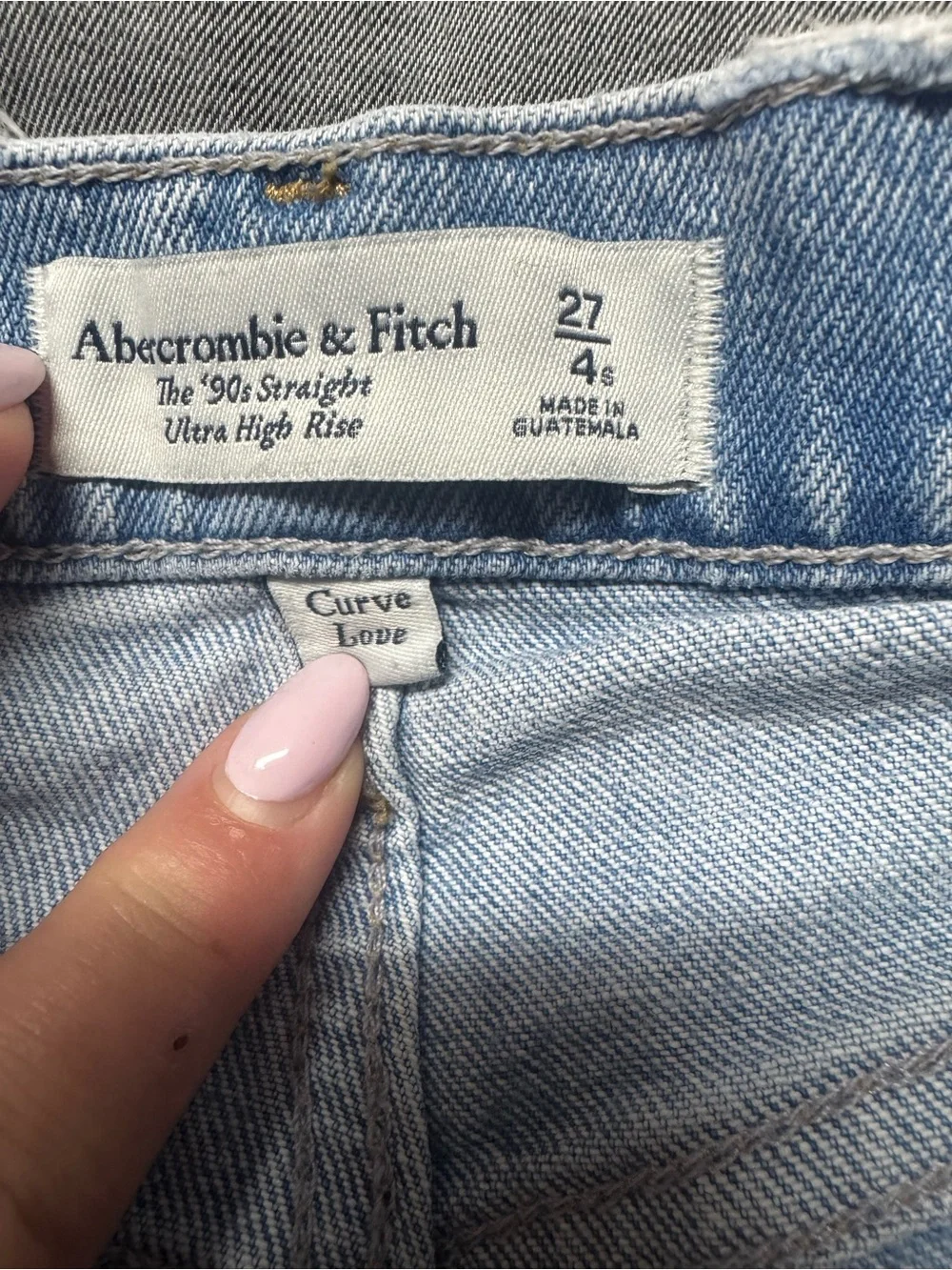 Abercrombie & Fitch Curve Love 90s Straight Ultra High Rise Criss Cross Jeans 27 - Picture 3 of 9